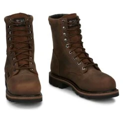 Men's Justin Original Work Boots 8" Pulley Round Toe Met Guard CT WP 12 Men's Justin Original Work Boots 8" Pulley Round Toe Met Guard CT WP -Boots Shoes Shop 2 650 justin original work boots 8 pulley round toe met guard ct wp brown