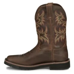 Men's Justin Original Work Boots 11" Driller Square Toe Waterproof -Boots Shoes Shop 5 650 justin original work boots 11 driller square toe waterproof rugged tan